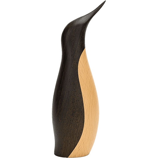 Wenge Holzfigur Pinguin Schwarz / Natur, 18 cm