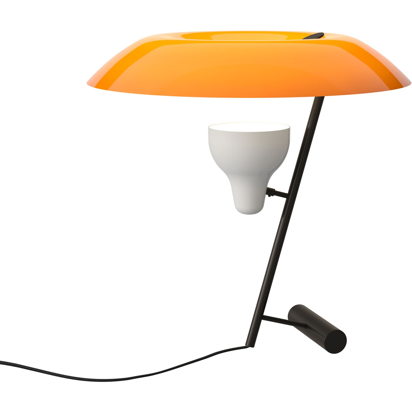 Model 548 Tischlampe, Dunkel poliert Messing / Orange