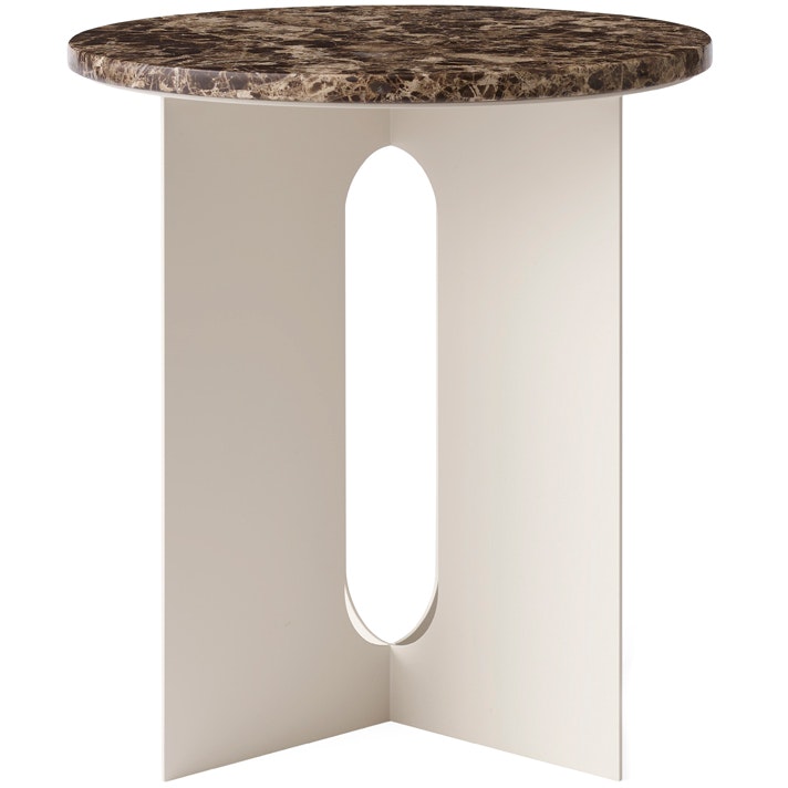Androgyne Side Table, Ivory / Emperador Marble