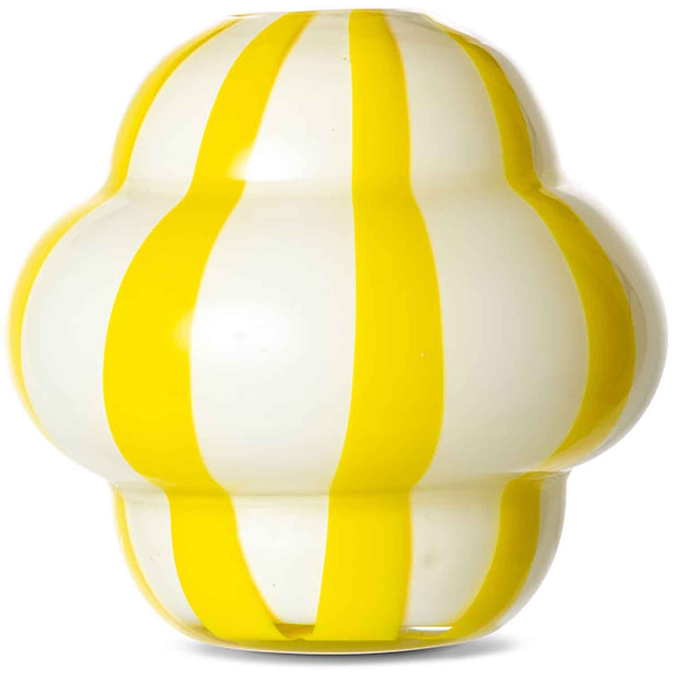 Curlie Vase, Weiß / Gelb
