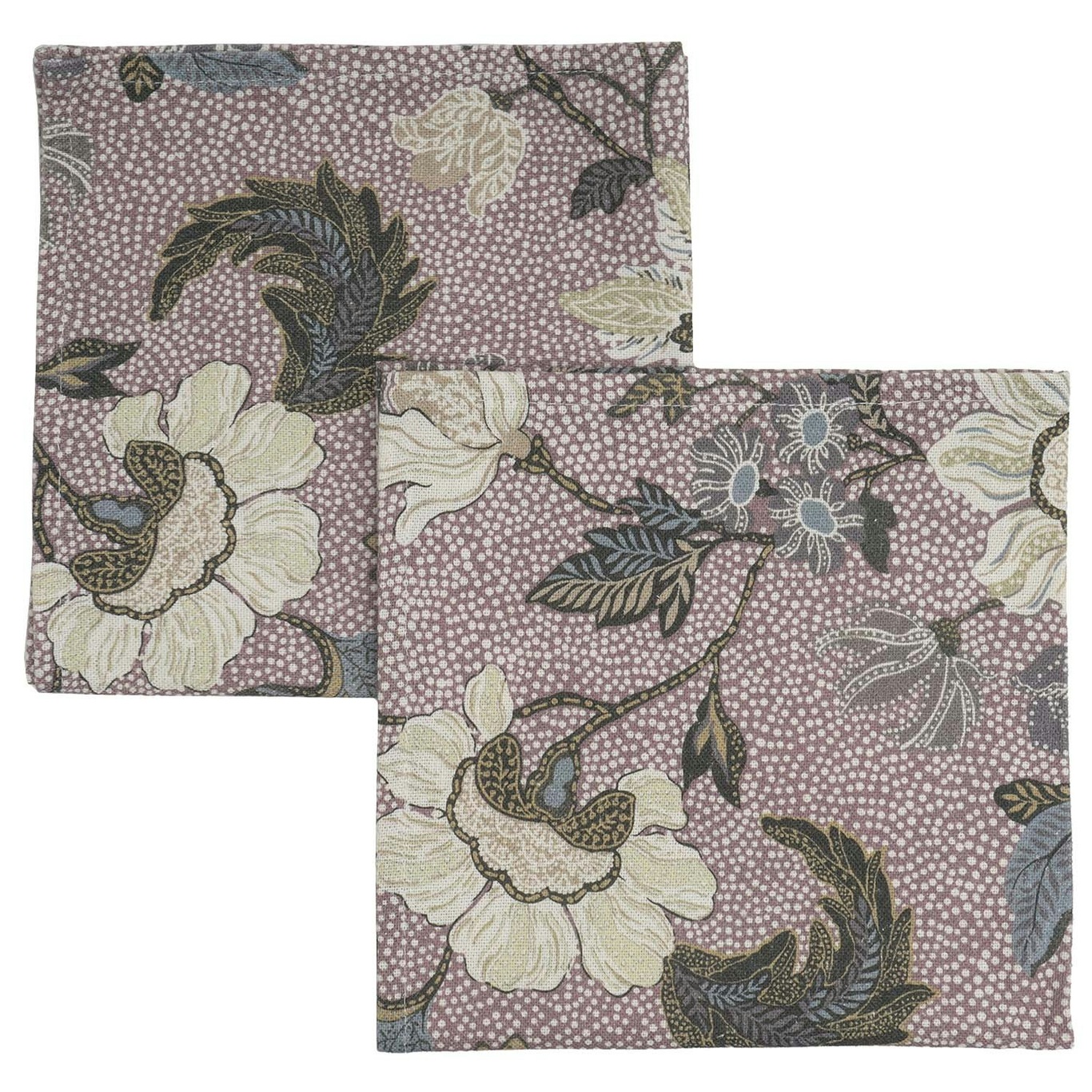 Flower Linen Serviette 2-er Set 45x45 cm, Dusty Pink