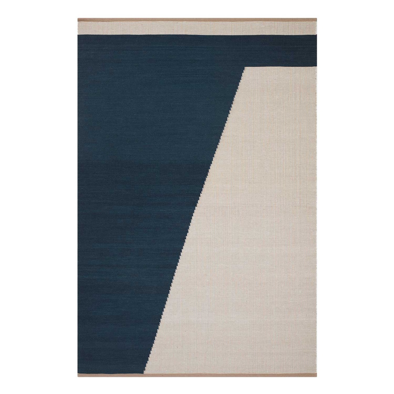 Una Teppich, Dunkelblau/Beige/Weiß, 230x320 cm