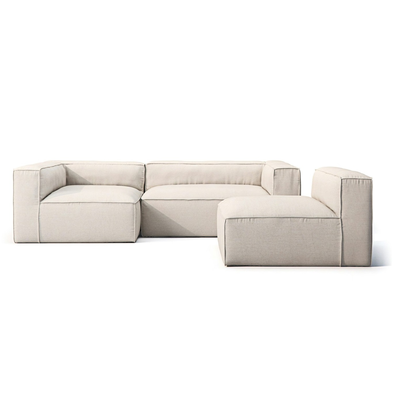 Grand Im Freien Nutzbar 3-Sitzer-Sofa Liege Links mit Sessel, Linen Chalk