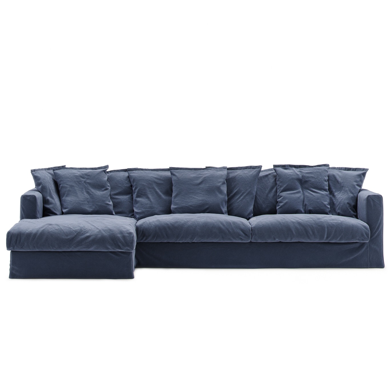 Le Grand Air Sofa 3-Sitzer Baumwolle Liege Links, Dunkelblau
