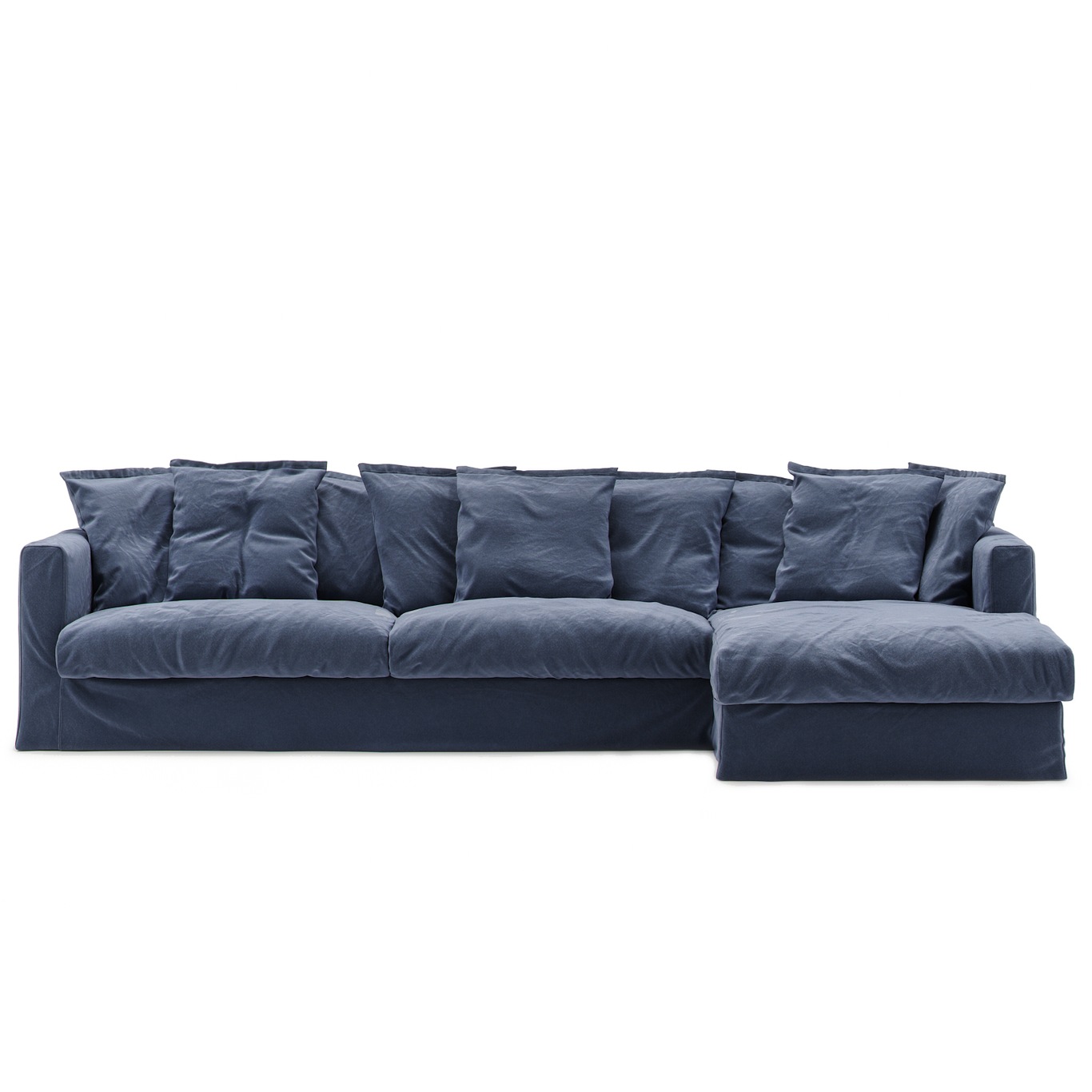 Le Grand Air Sofa 3-Sitzer Baumwolle Liege Rechts, Dunkelblau