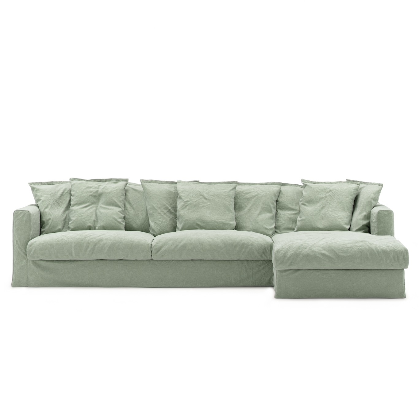 Le Grand Air 3-Sitzer-Sofa Leinen Liege Rechts, Green Pear