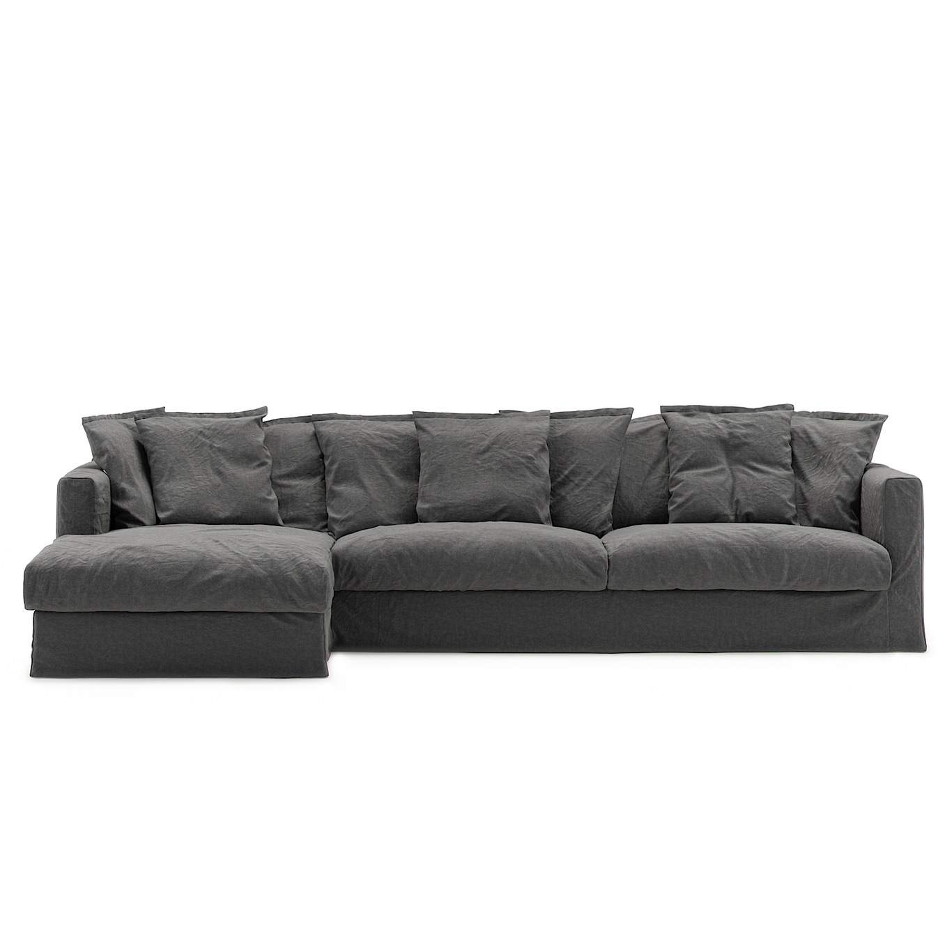 Le Grand Air 3-Sitzer-Sofa Leinen Liege Links, Carbon Dust