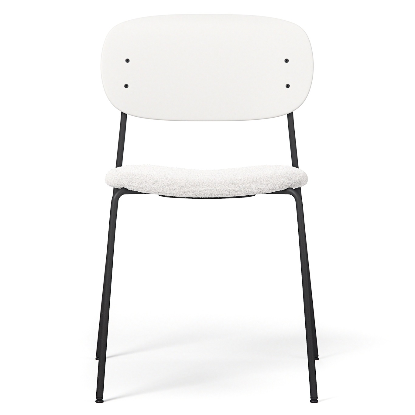 Note Stuhl, Weiß / Weiß Bouclé-Stoff / Schwarz