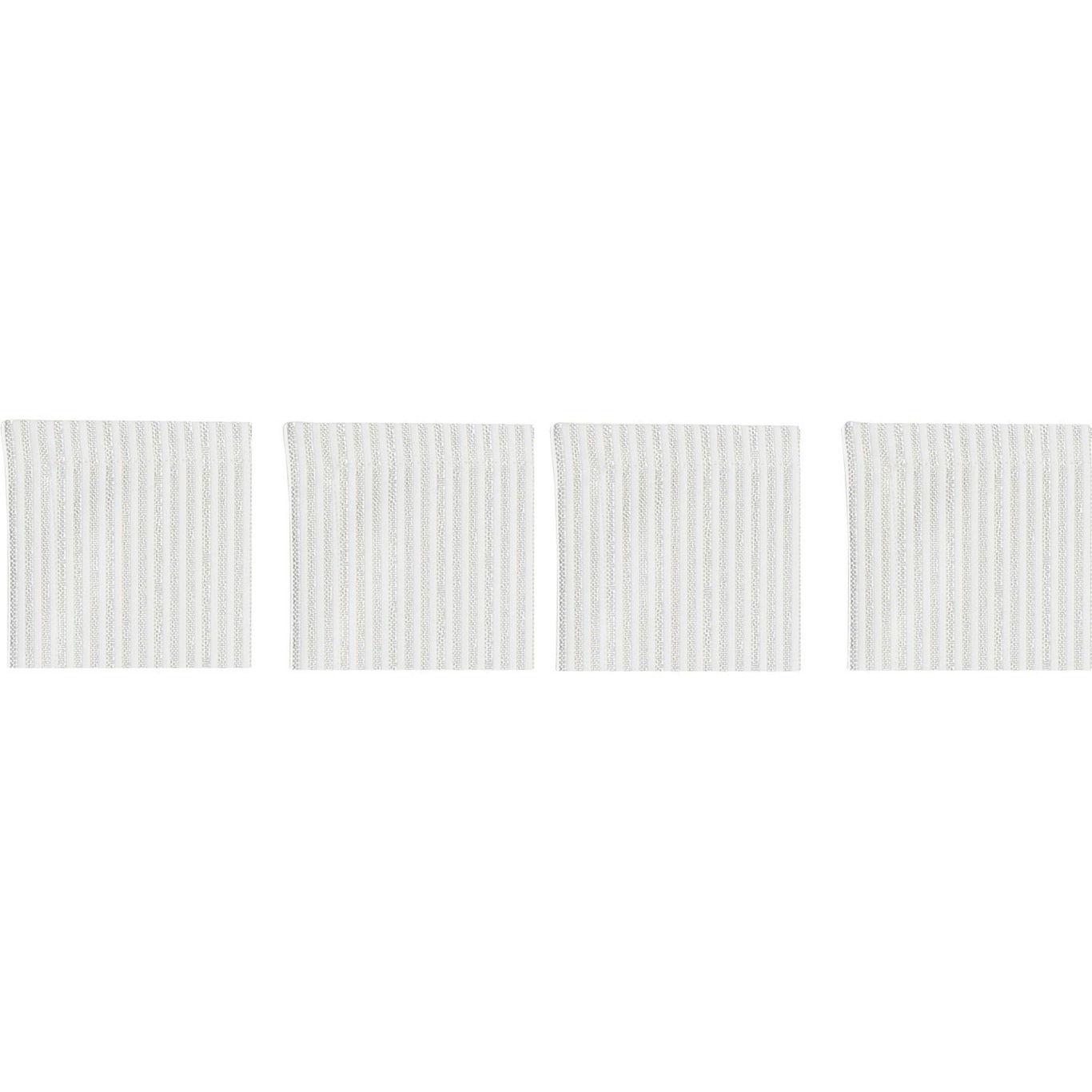Narrow Stripe Glasuntersetzer 10x10 cm 4-er Set, Weiß