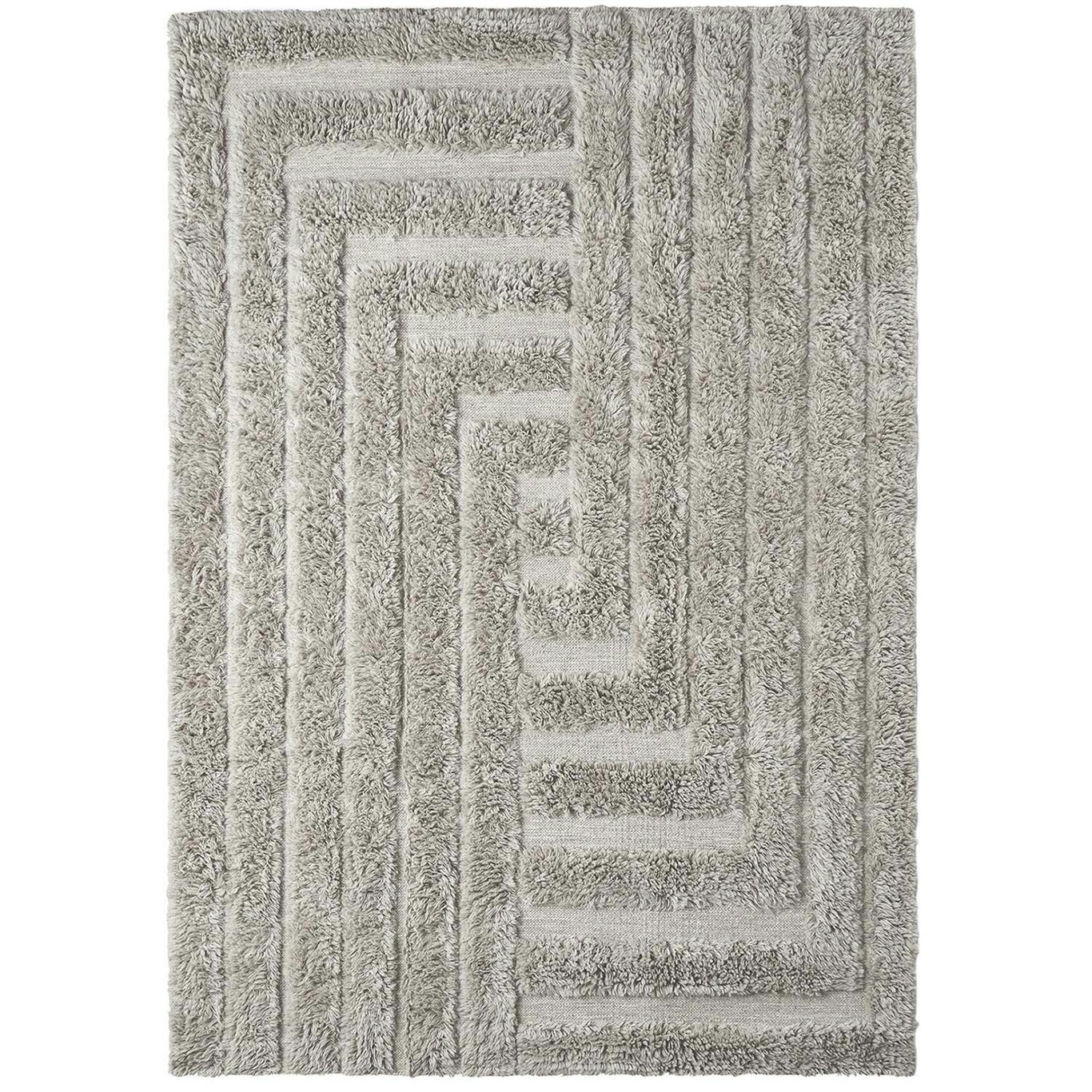 Shaggy Labyrinth Wollteppich 250x350 cm, Grau