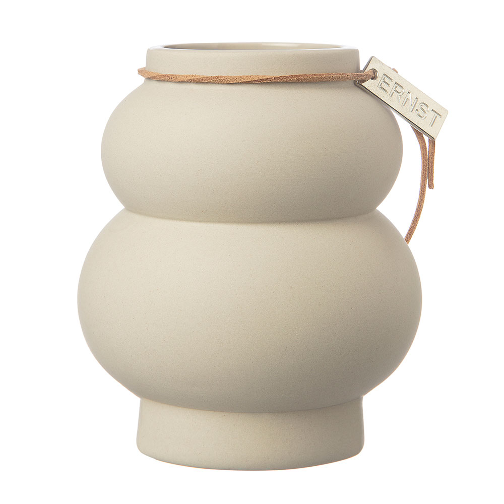 Curvy Vase Steingut Beige, 21.5x12 cm
