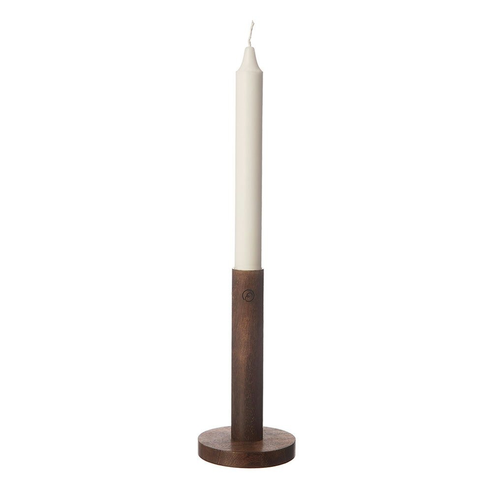 Kerzenhalter Dunkelbraun Holz, 15x8 cm