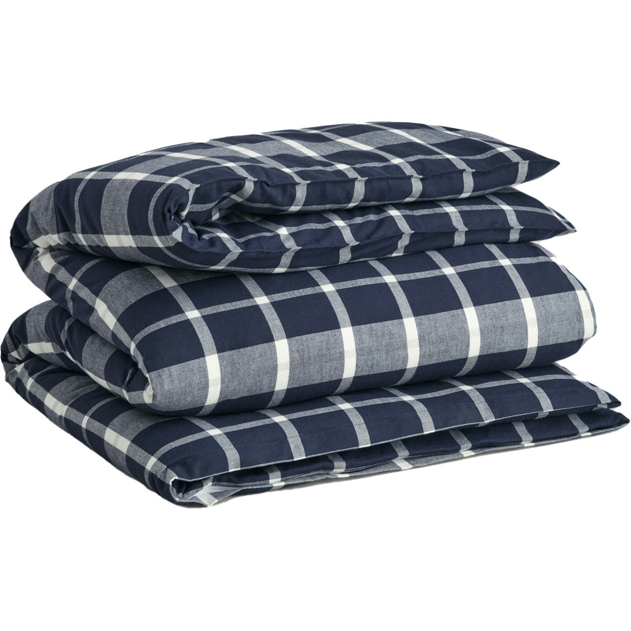 Flannel Check Double Bettdeckenbezug Marine, 220x220 cm
