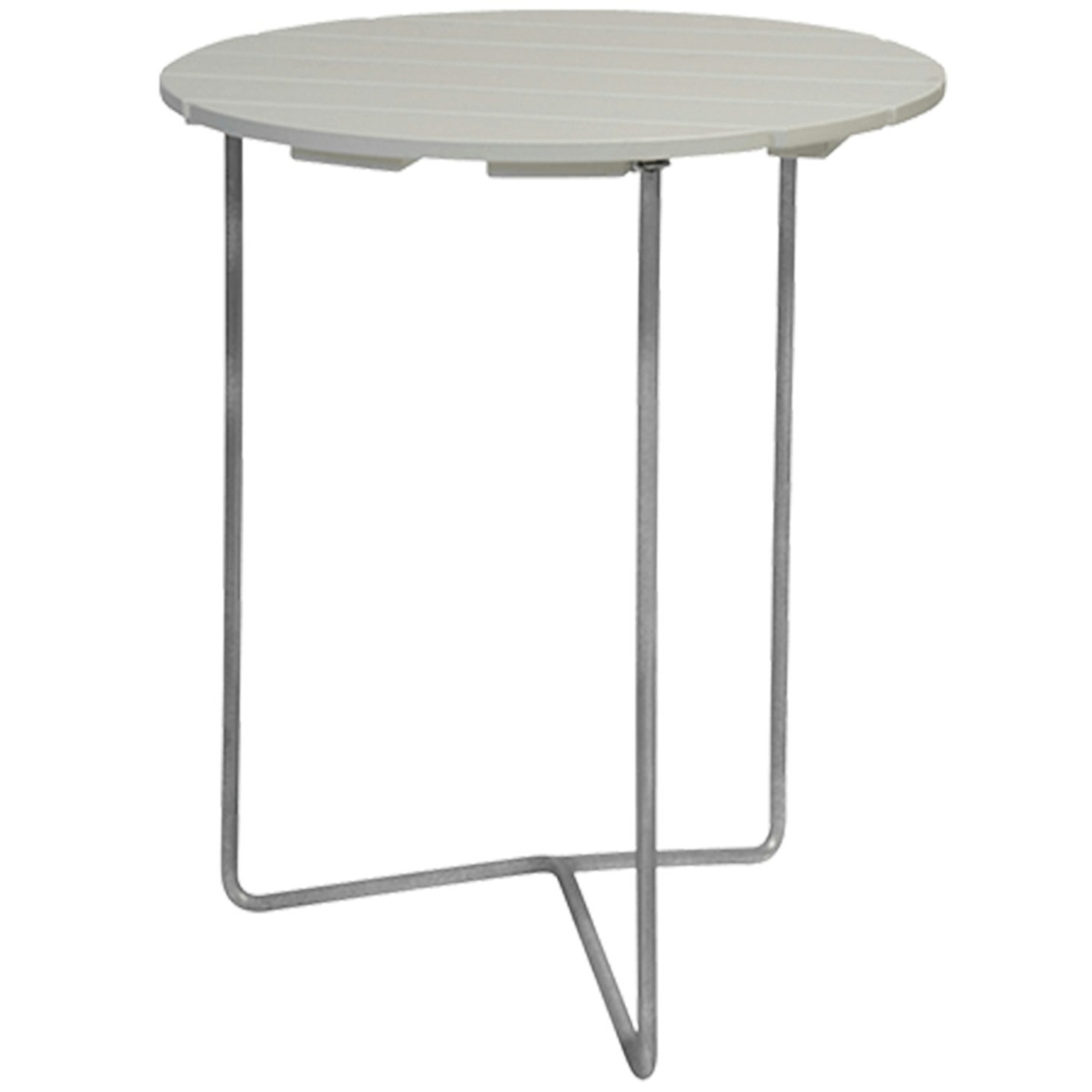 6B Tisch Ø60 cm, Weiß Lackierte Eiche / Heiß Verzinkter Stahl