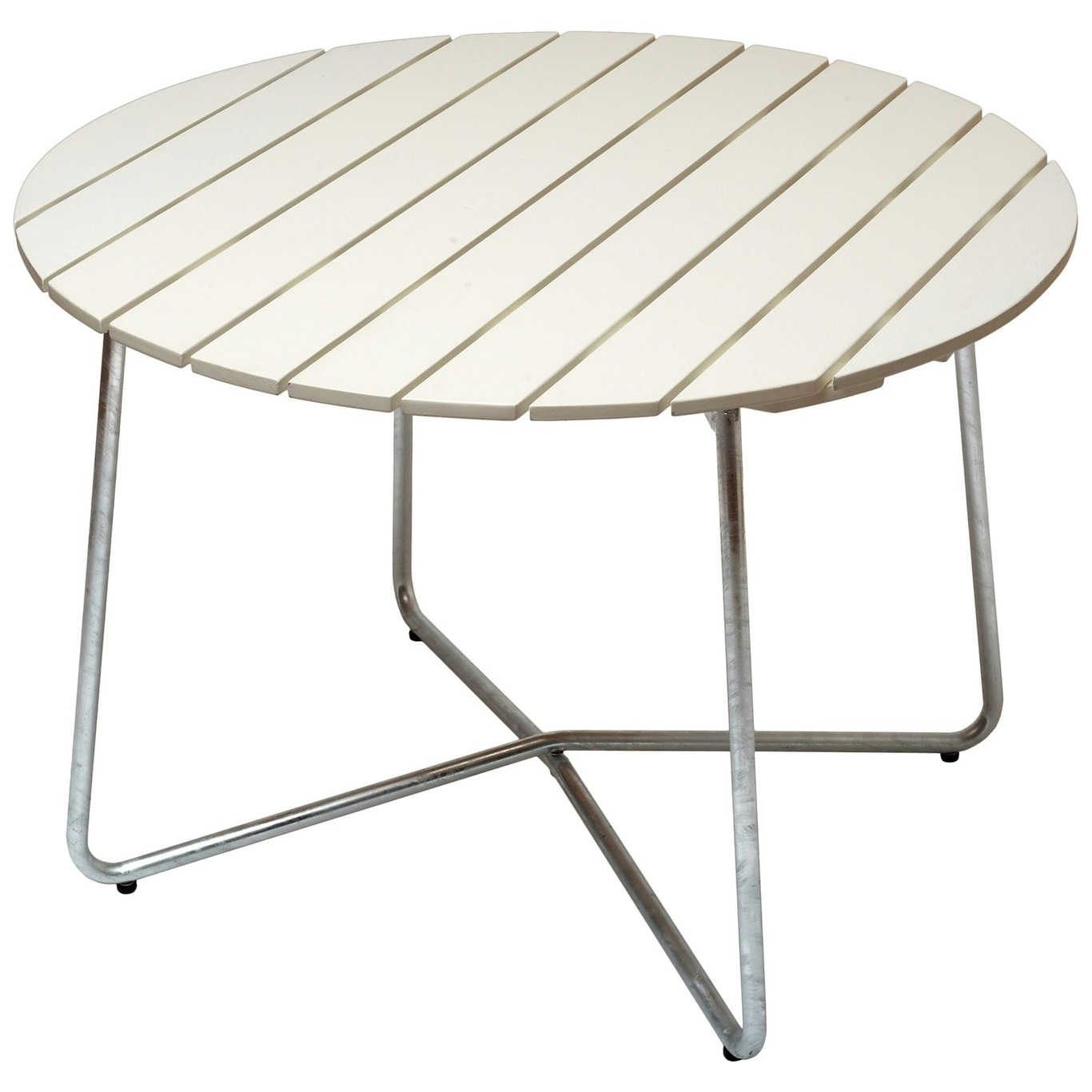 9A Tisch Ø100 cm, Weiß Lackierte Eiche / Heiß Verzinkter Stahl