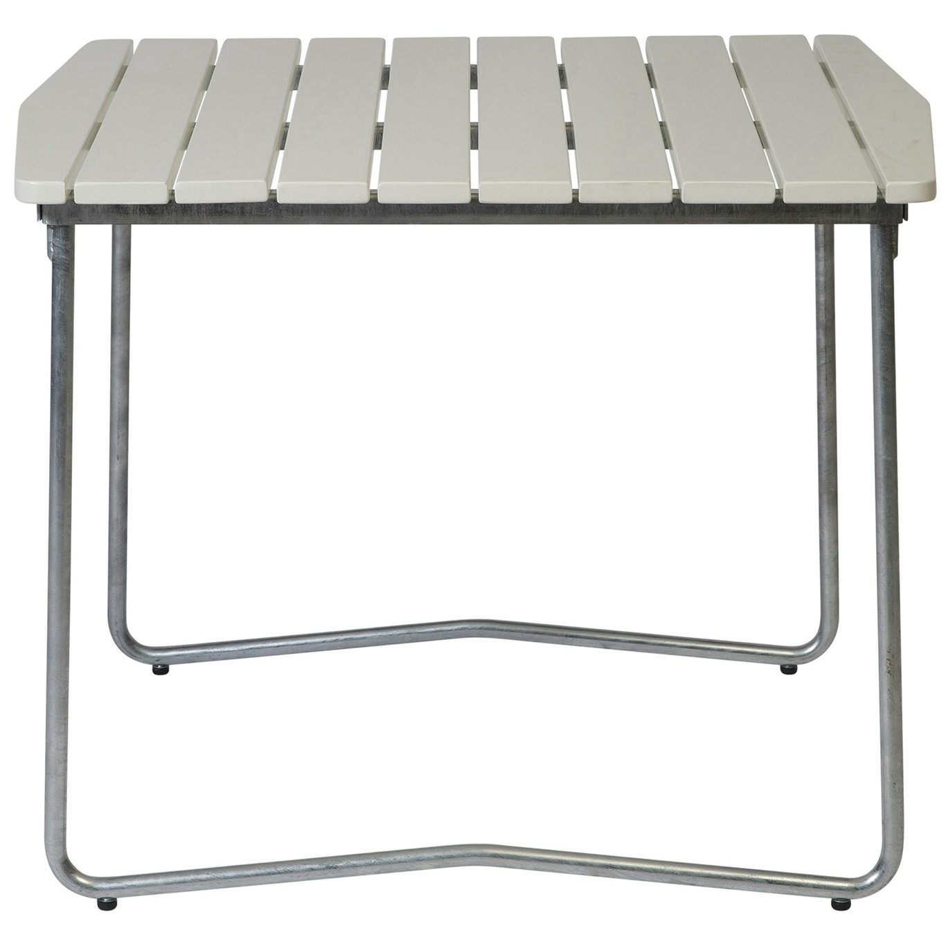 B31 Tisch 84x92 cm, Weiß Lackierte Eiche / Heiß Verzinkter Stahl