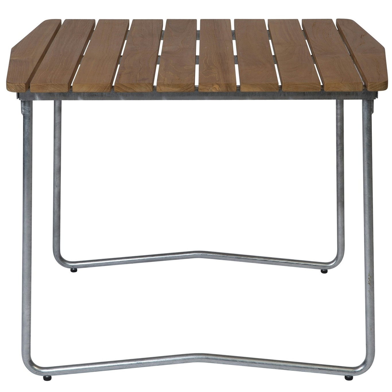 B31 Tisch 84x92 cm, Unbehandeltes Teakholz / Heiß Verzinkter Stahl