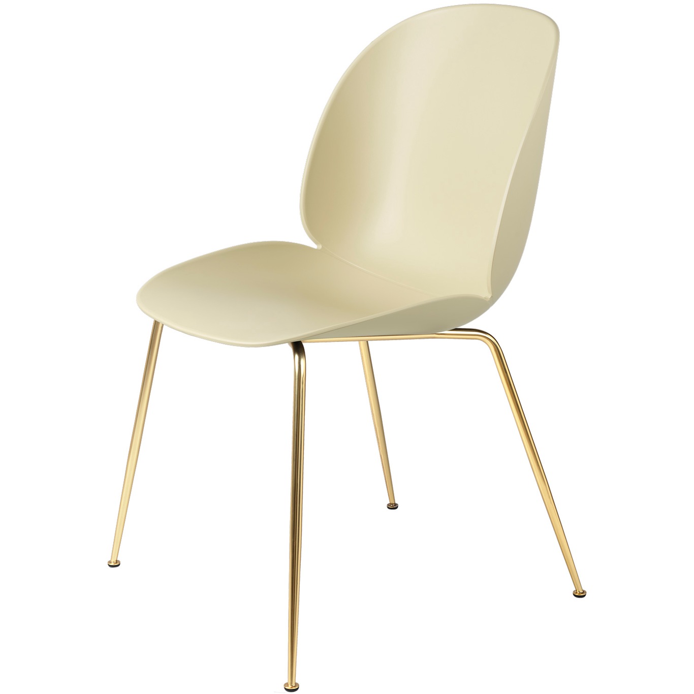 Beetle Dining Chair Un-upholstered, Conic Base Brass, Pastel Green