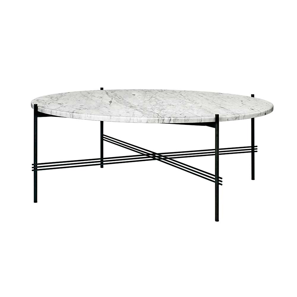 Ts Tisch XL Ø105cm H40cm, Schwarz/ Weiss Marmor