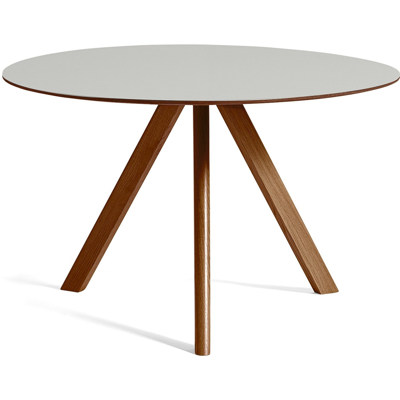 CPH 20 Tisch Ø120x74 cm, Mit Lack auf Wasserbasis lackiert Walnussholz / Pebble Grey Linoleum
