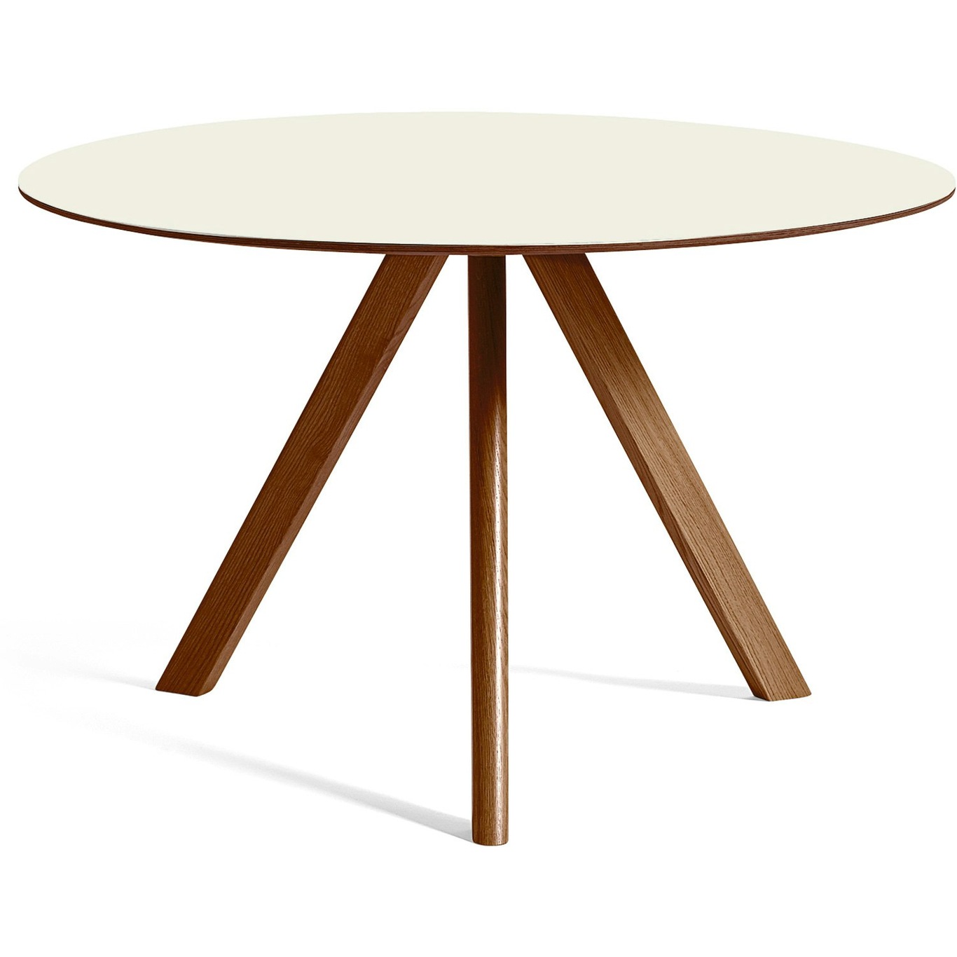 CPH 20 Tisch Ø120x74 cm, Mit Lack auf Wasserbasis lackiert Walnussholz / Altweiß Linoleum