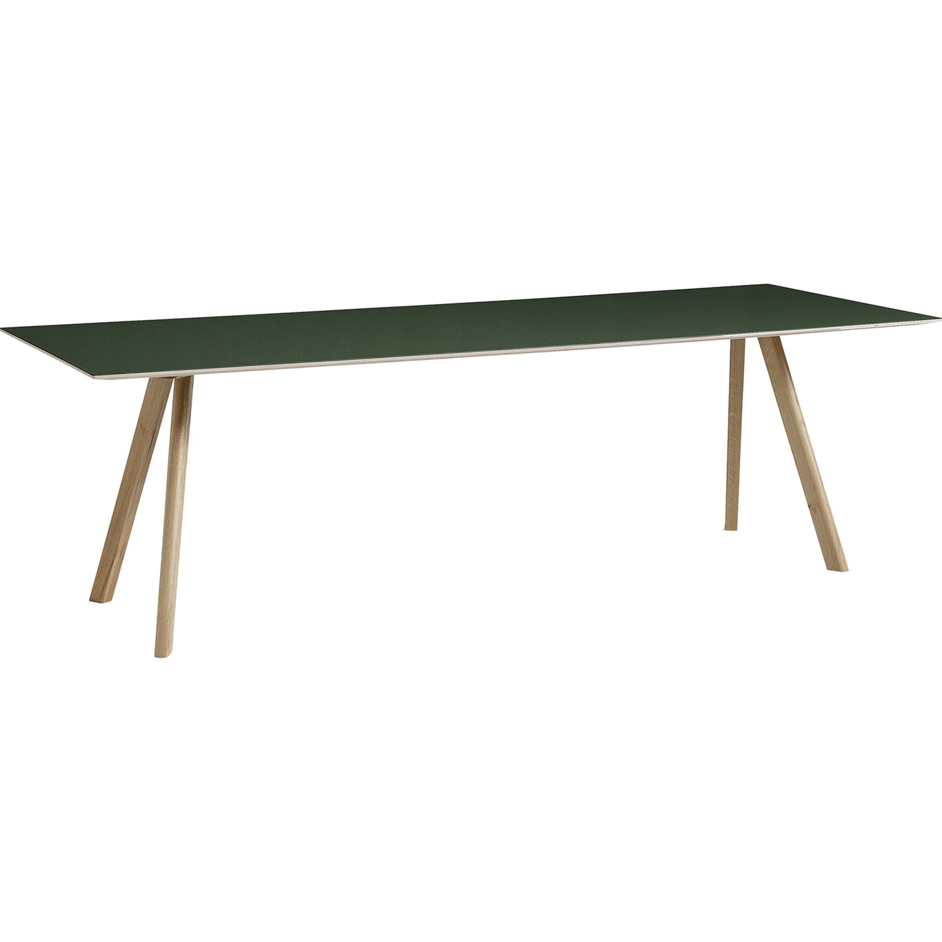 CPH30 Tisch 90x250 cm, Mit Wasserlack Behandelte Eiche/Grün Linoleum