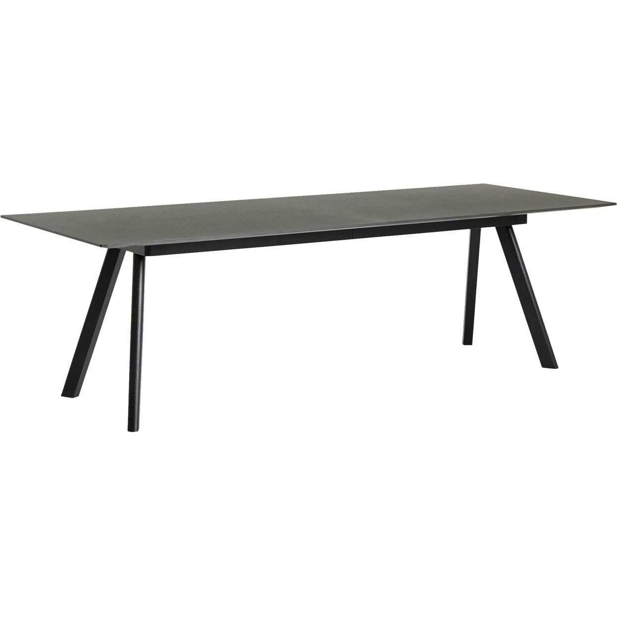 CPH 30 Table Extendable 250-450 cm, Black Water-based Lacquered Oak/Black Linoleum