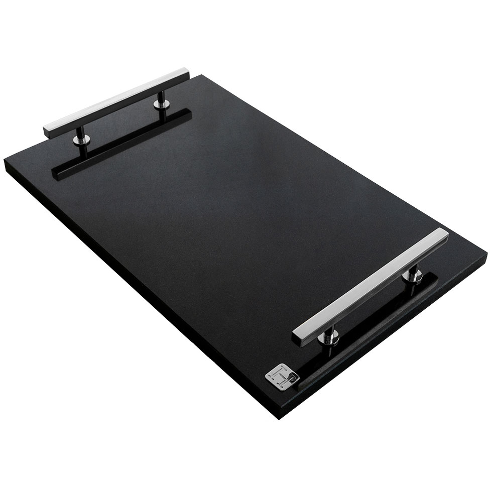 Tray Granite With Handles 40,5x25,5 cm, Black / Nickel Plated Brass
