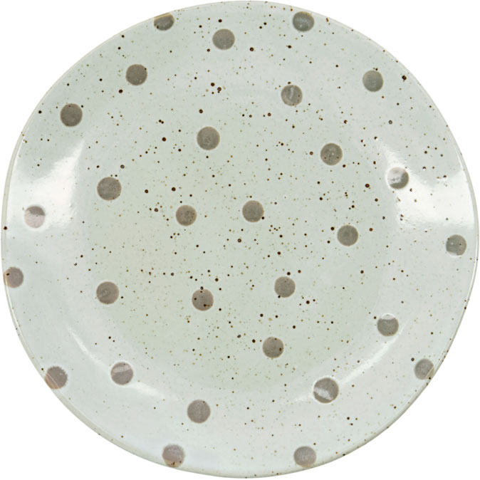 Dots Teller Ø19,5 cm, Weiß mit Grünen Punkten