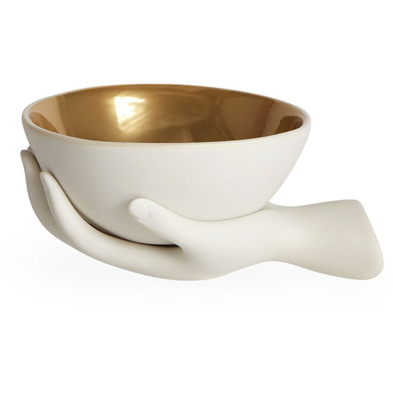 Eve Accent Bowl Interior, White/Gold