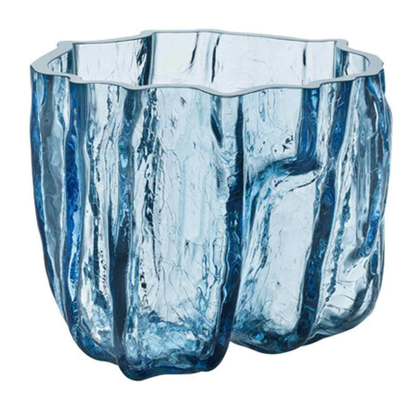 Crackle Vase Circular Glass, 17.5 cm