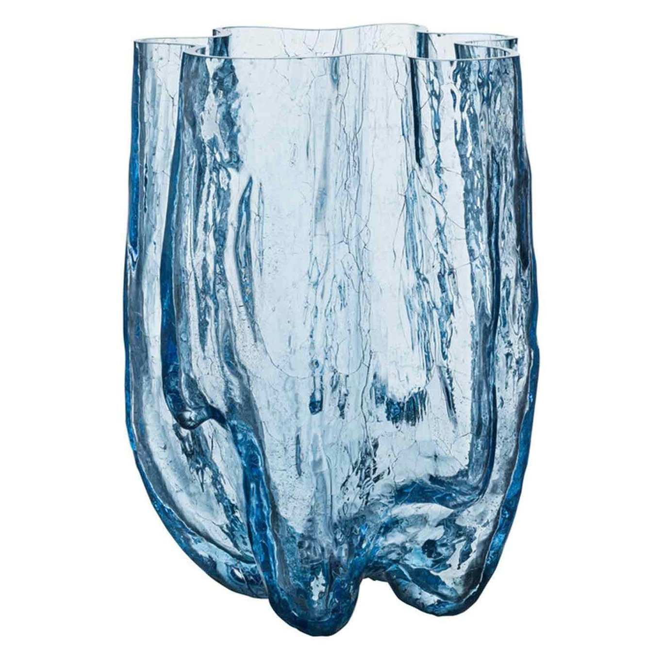 Crackle Vase Circular Glass, 37 cm