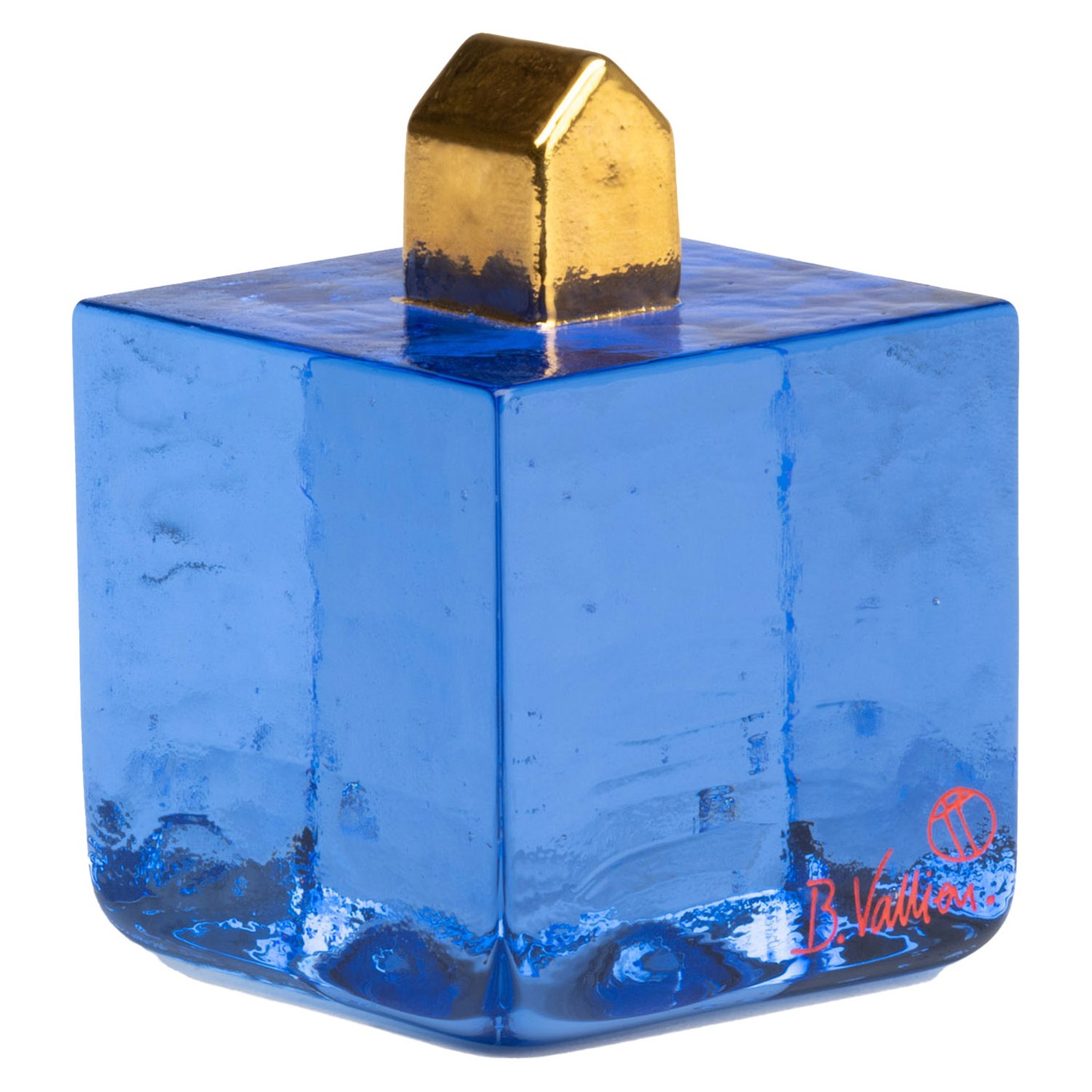 Fortress Cube Glaskunst, Blau/Gold BV AC-23