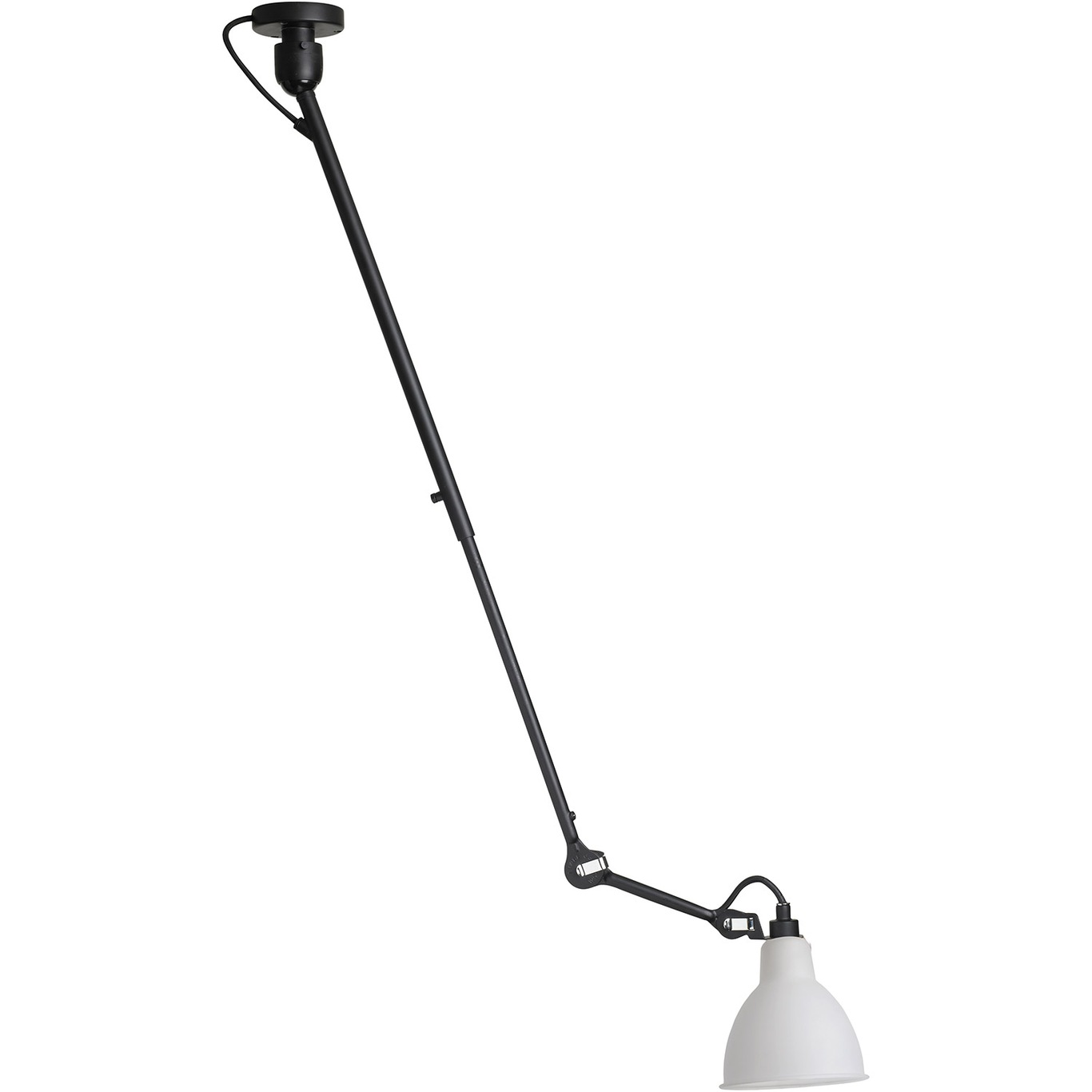 Lampe Gras N°302 Deckenlampe, Schwarz / Aus Milchglas