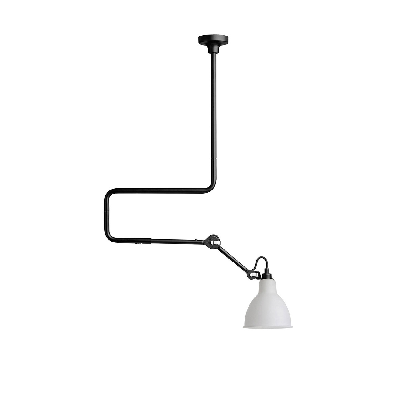 Lampe Gras N°312 Deckenlampe, Schwarz / Aus Milchglas