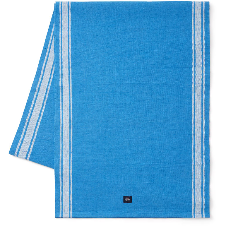 Cotton Jute Tischläufer 50x250 cm, Blau / Weiß