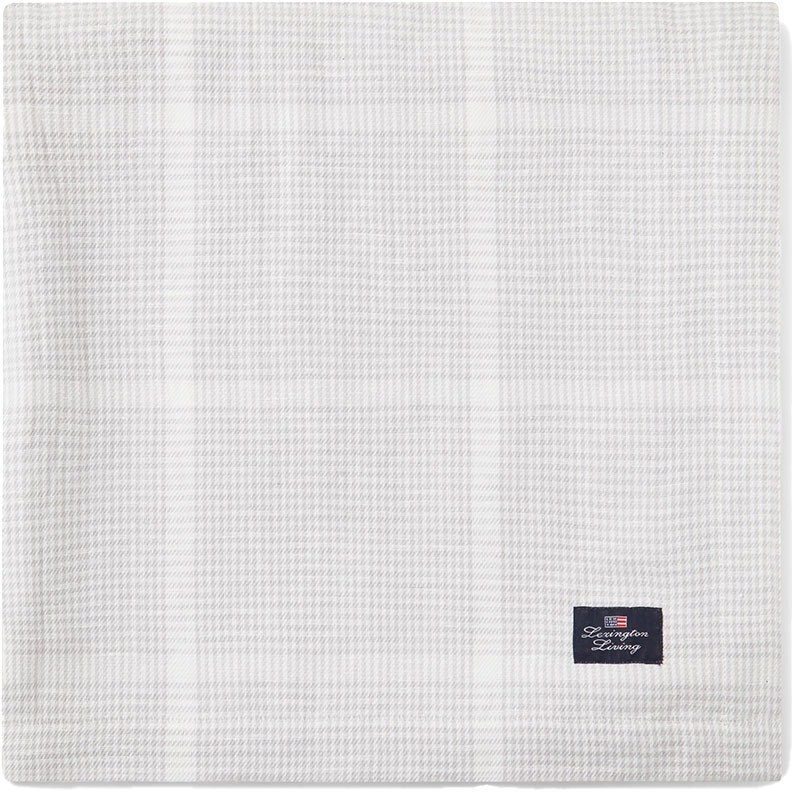 Cotton/Linen Pepita Check Tischdecke Weiß/Hellgrau, 180x180 cm