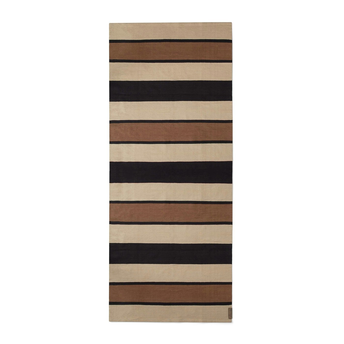 Striped Organic Cotton Teppich Beige/Dunkelgrau, 80x220 cm