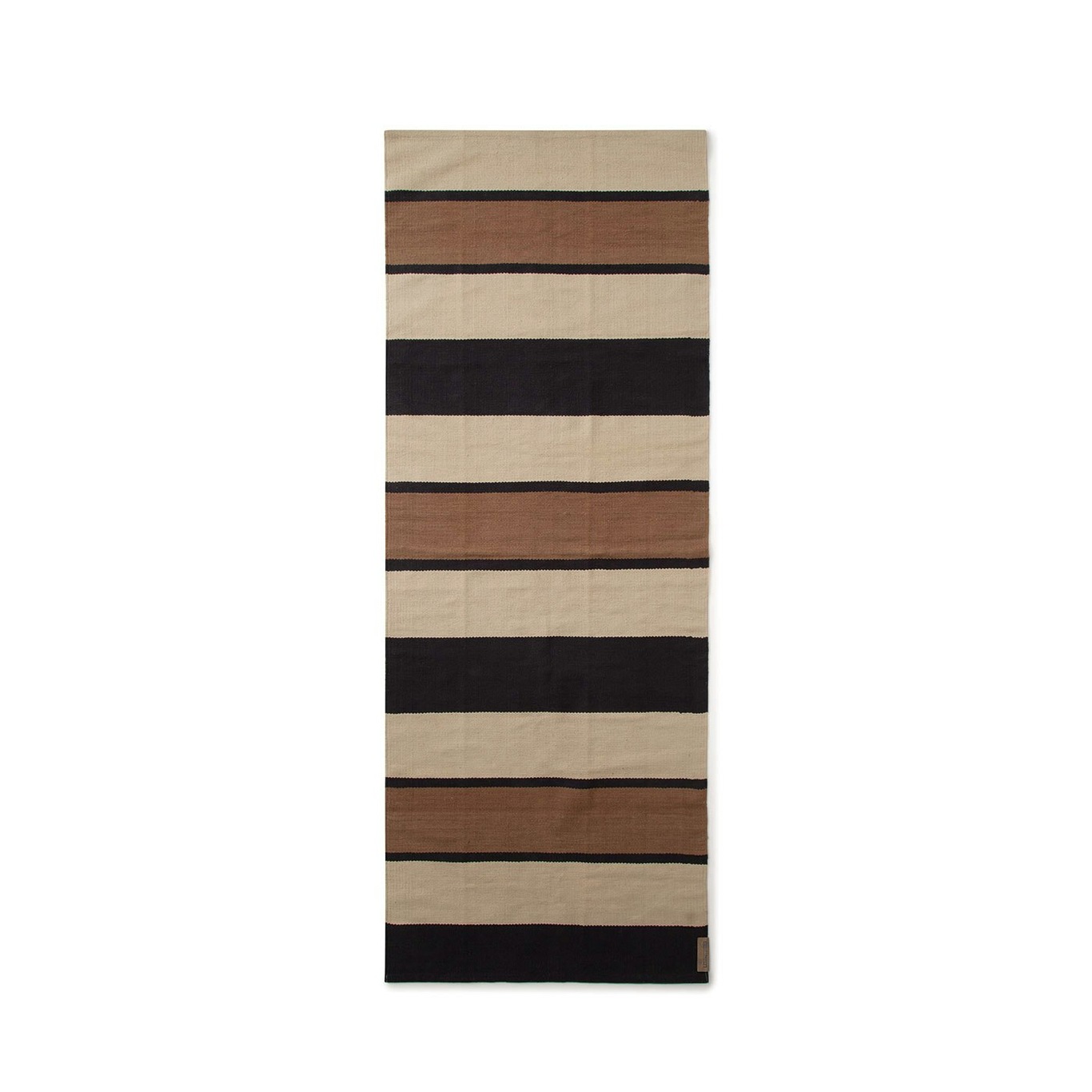 Striped Organic Cotton Teppich Beige/Dunkelgrau, 170x240 cm