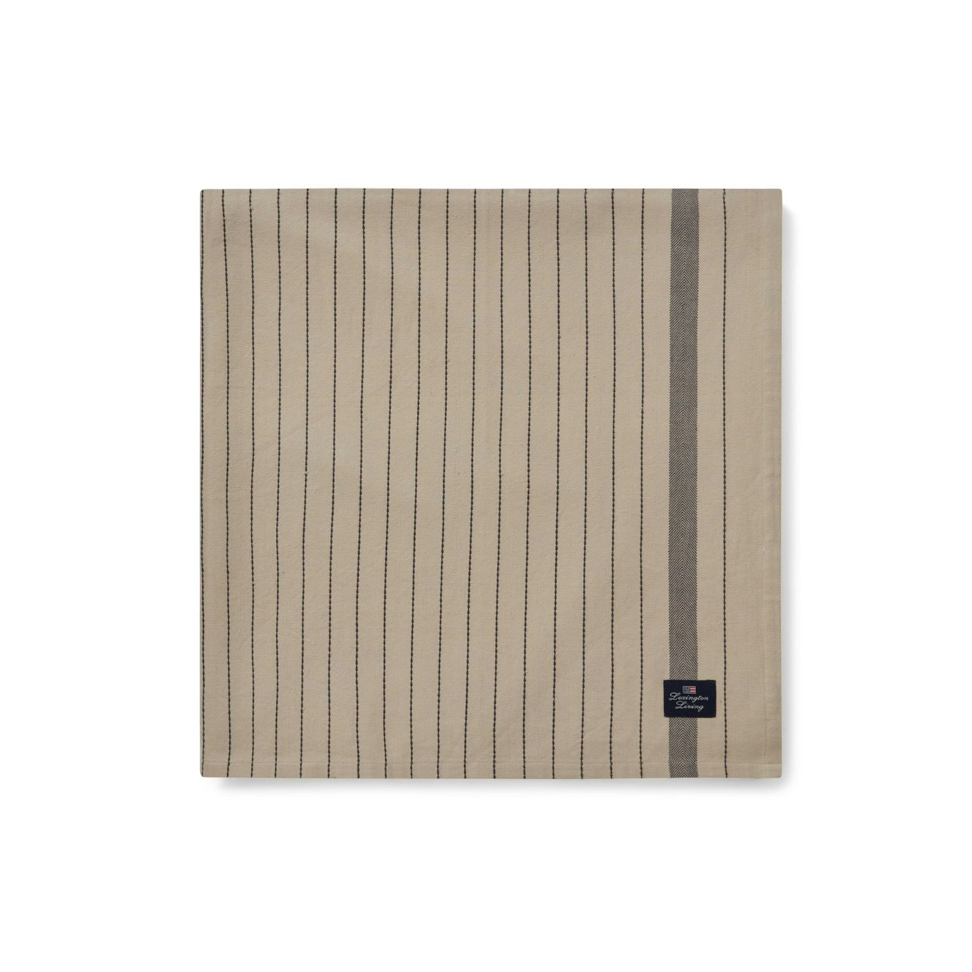Striped Organic Cotton Tischdecke Beige/Dunkelgrau, 150x350 cm