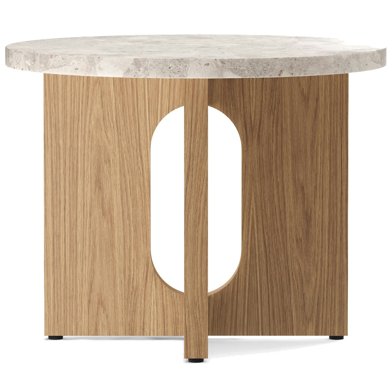 Androgyne, Side Table Ø50 cm, Kunis Breccia Stone / Natural Oak