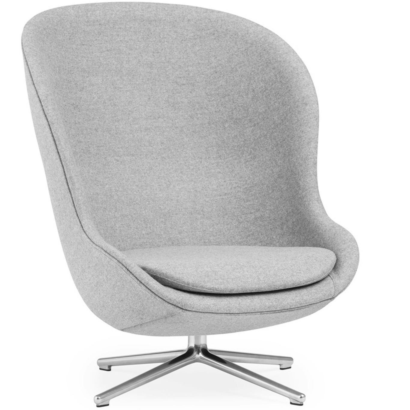 Hyg Sessel Hoch mit Drehfuß, Grau / Aluminium