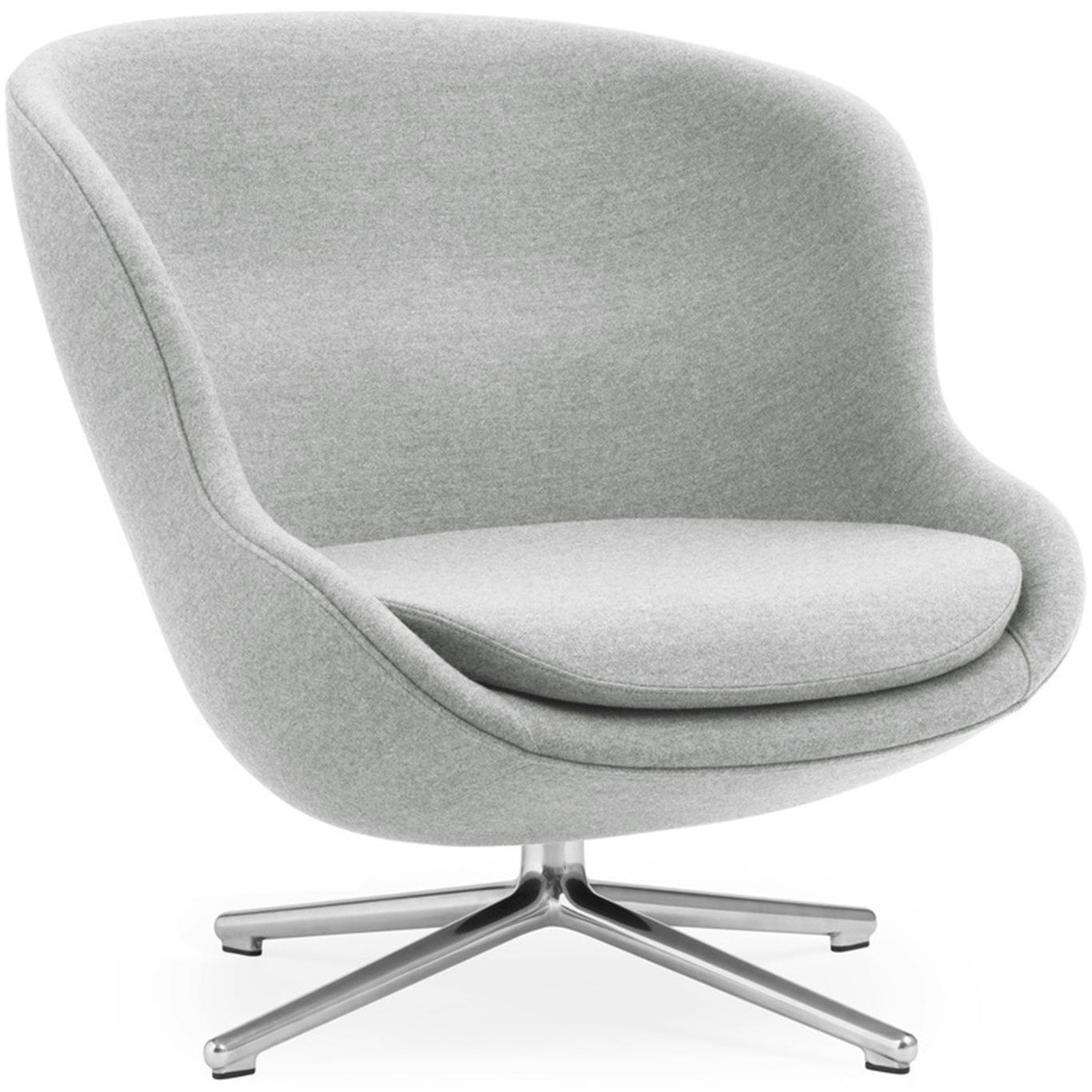 Hyg Sessel Niedrig mit Drehfuß, Grau / Aluminium
