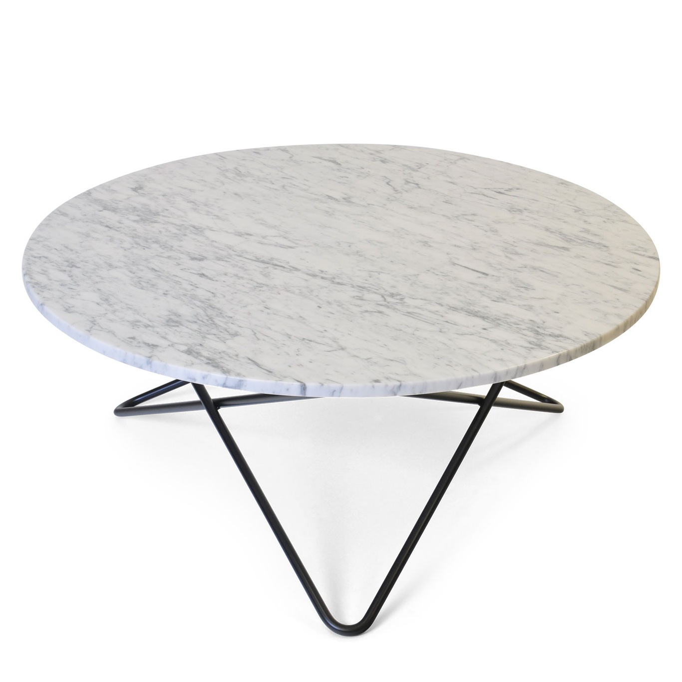 Large O Tisch, Weiss Marmor/Schwarz