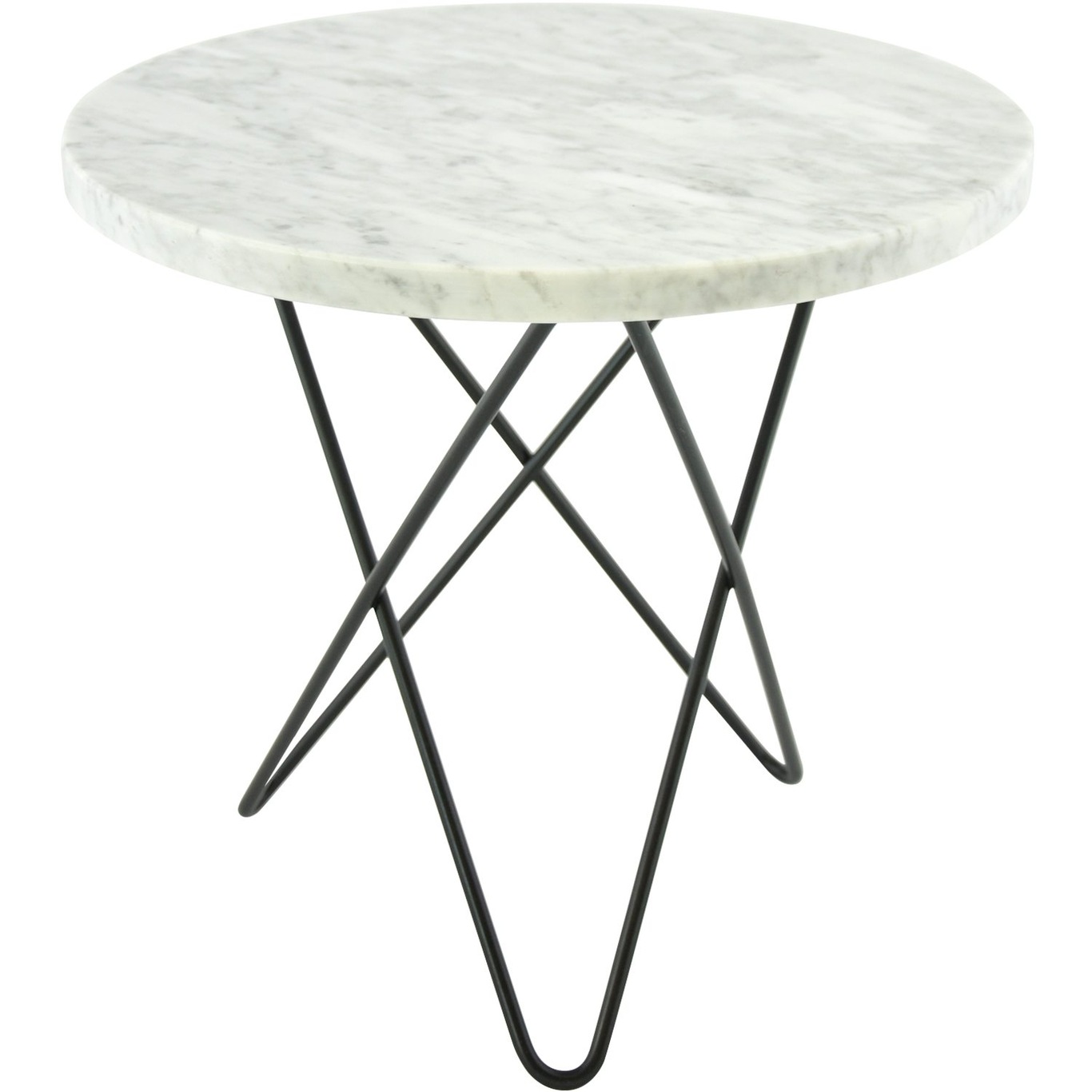 Mini O Side Table Ø40 cm, Black frame/White marble