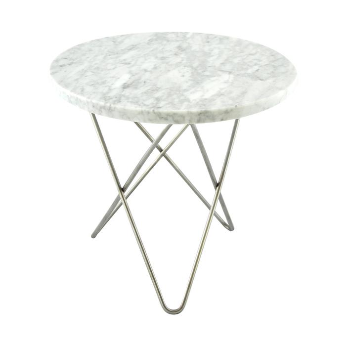 Mini O Side Table Ø40 cm, Steel frame/White matt marble