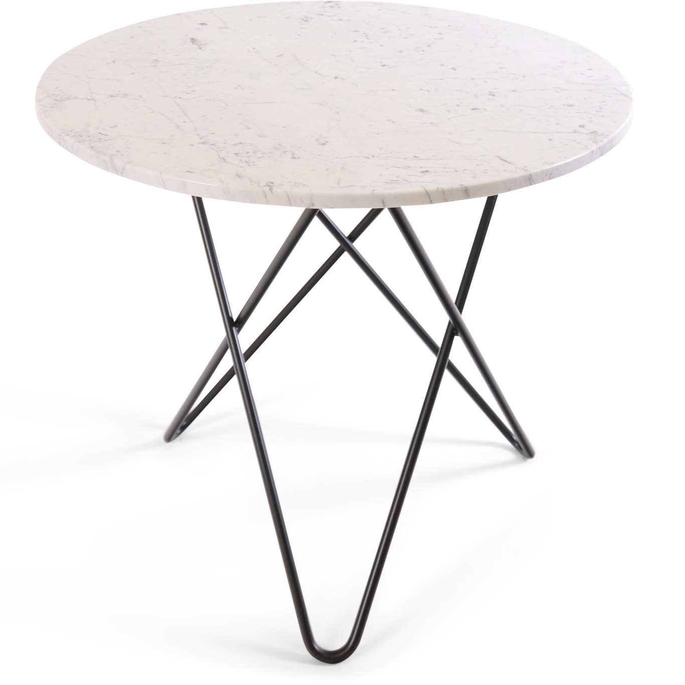 O Dining Table Ø100 cm, Black frame/White marble