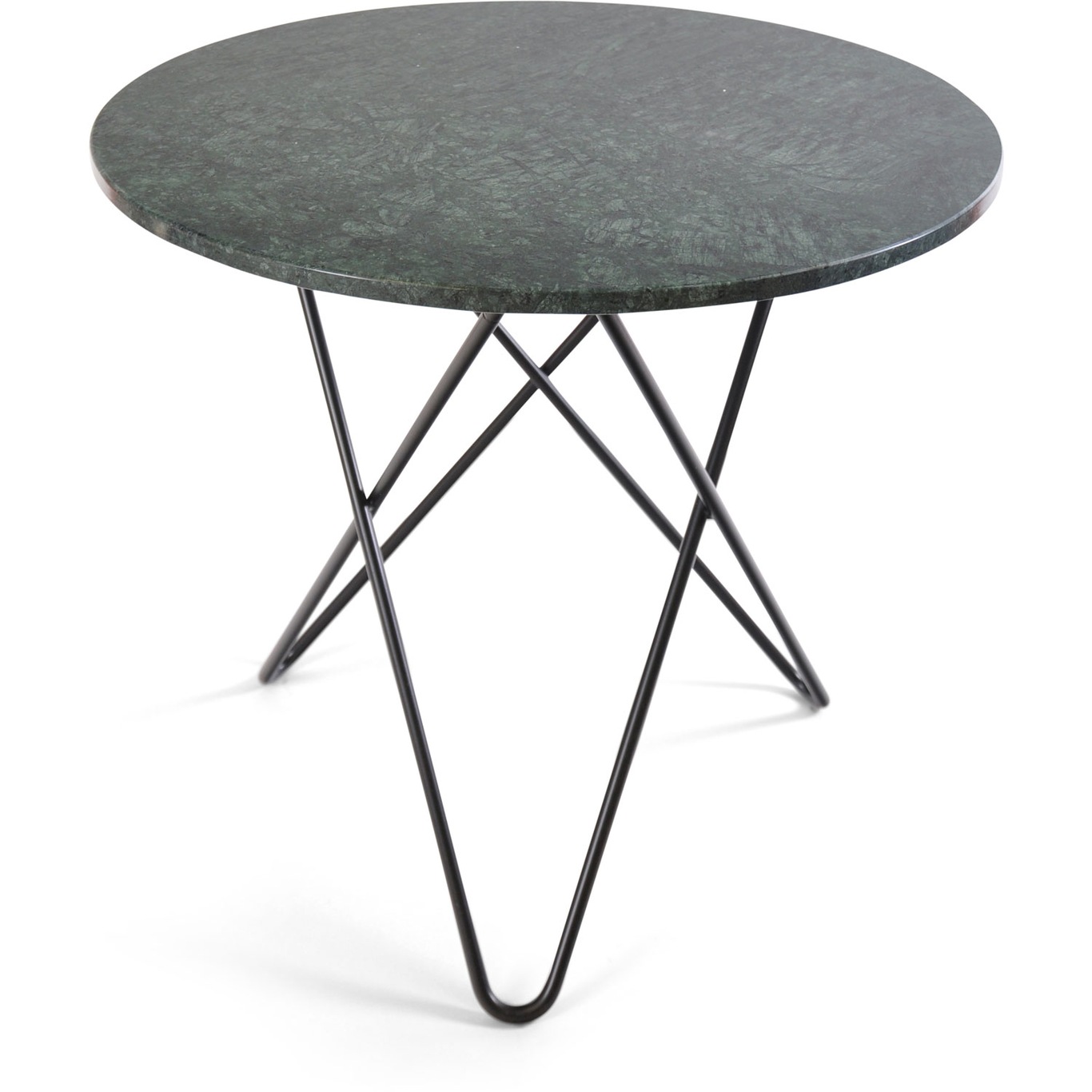 O Dining Table Ø100 cm, Black frame/Green marble