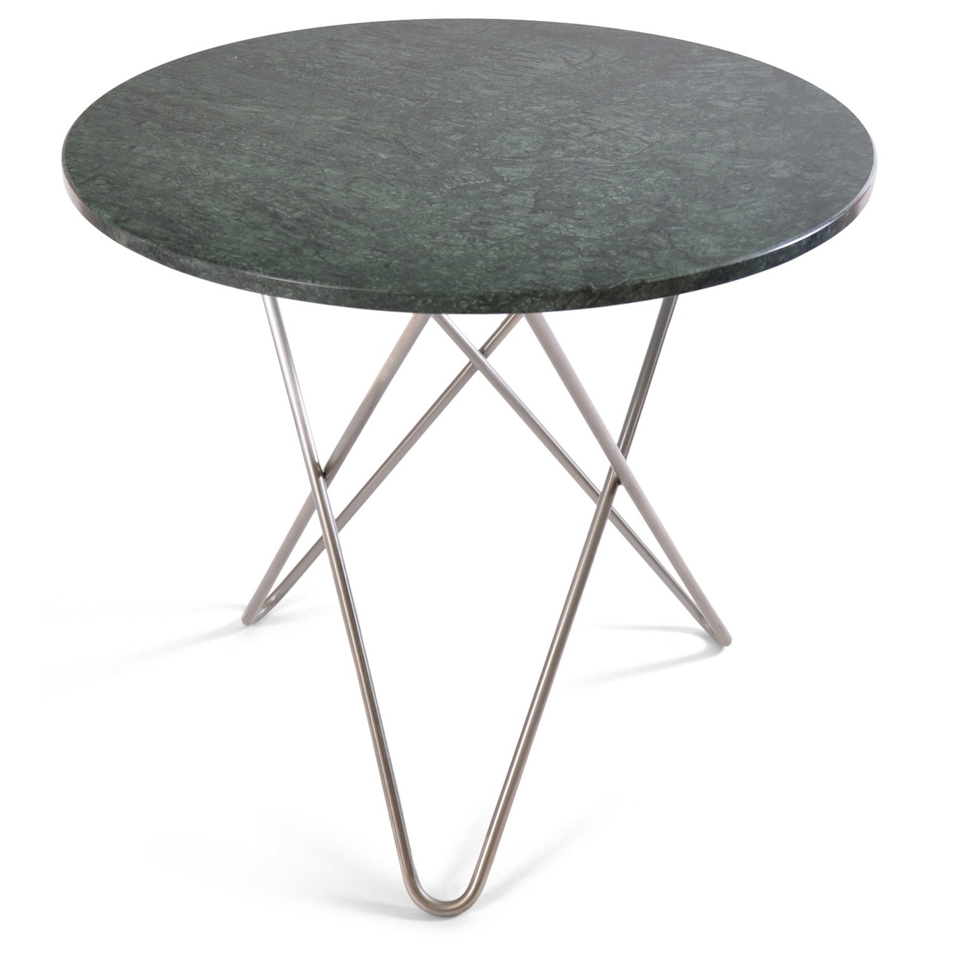 O Dining Table Ø100 cm, Steel frame/Green marble