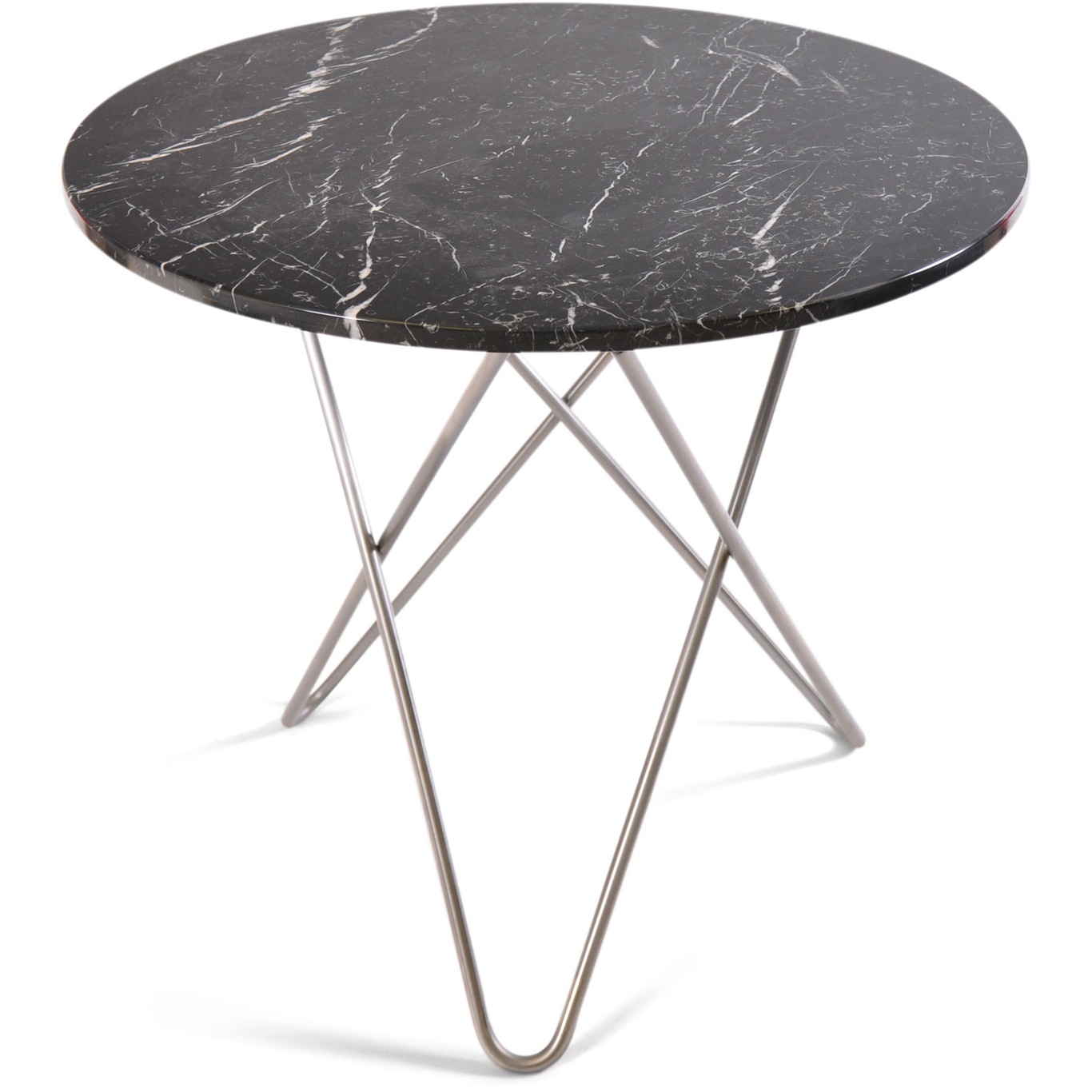 O Dining Table Ø100 cm, Steel frame/Black marble